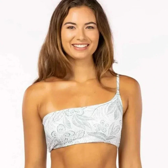 Rip Curl Rio Floral One Should Crop & Skimpy Coverage Bottoms, teal - Picture 3 of 16